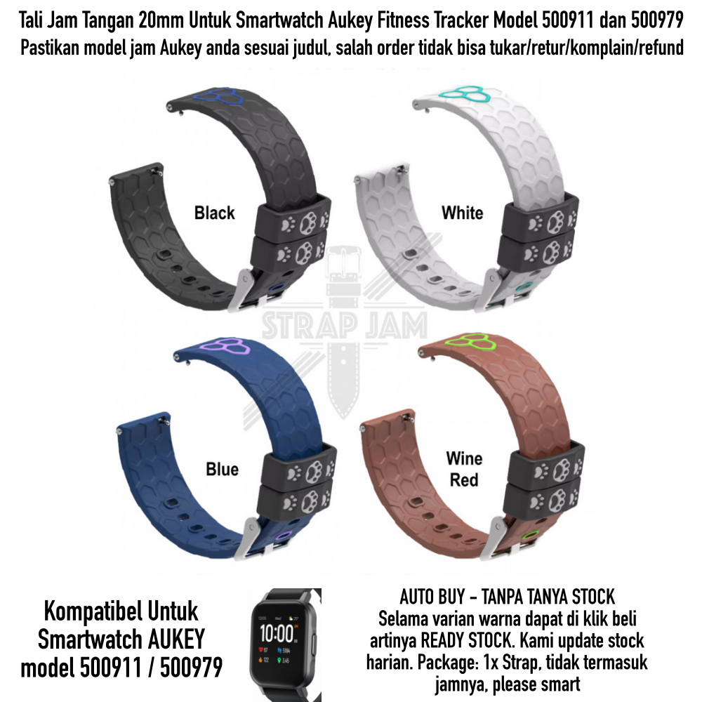 Strap Aukey Model 500911 / 500979 - Tali Jam 20mm Silikon Cute Lucu Imut