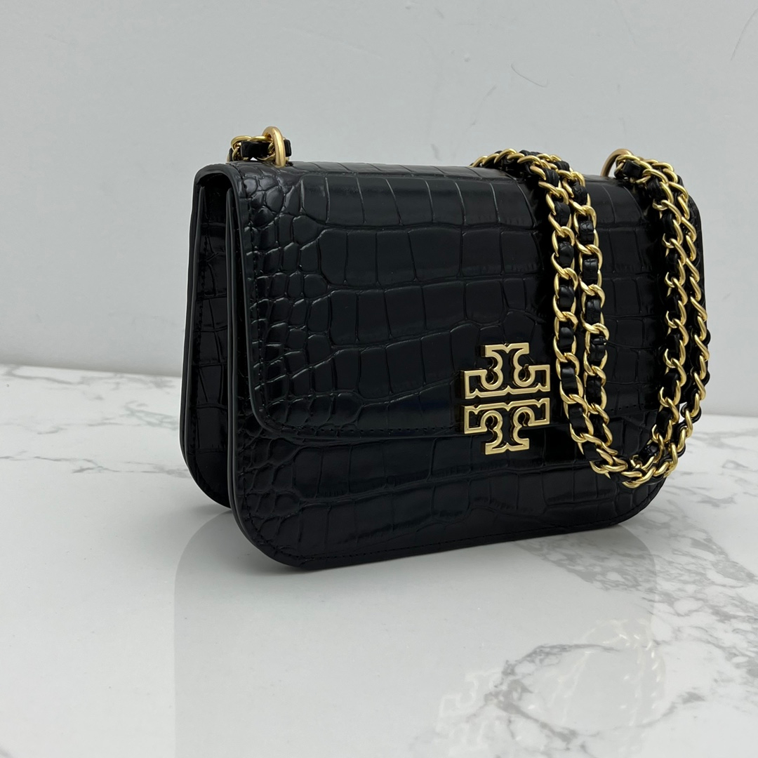 TB Tory Burch 141029 Britten New Crocodile Cowhide Chain Bag Single Shoulder Bag Crossbody Bag  dfb