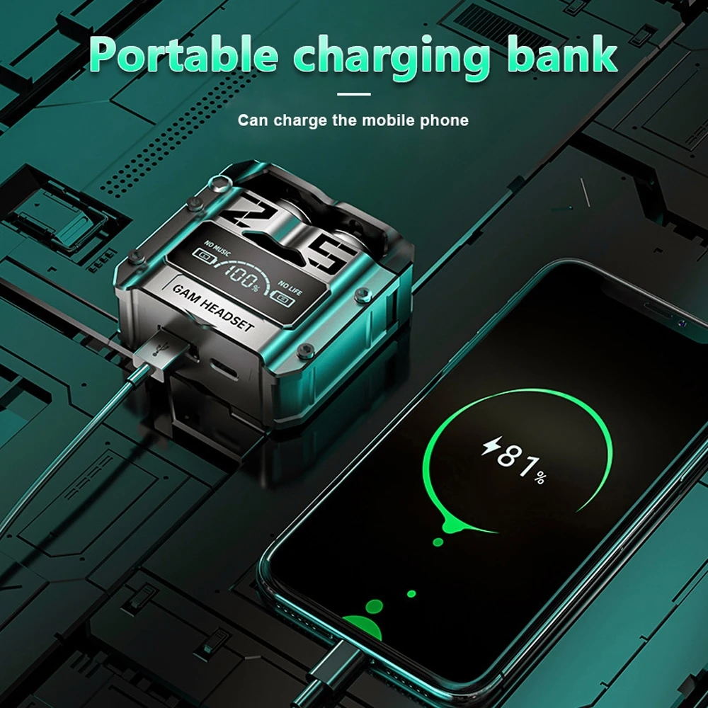 TWS M25 Headset Wireless Sports With Powerbank Earphones Bluetooth AH074 - ACS