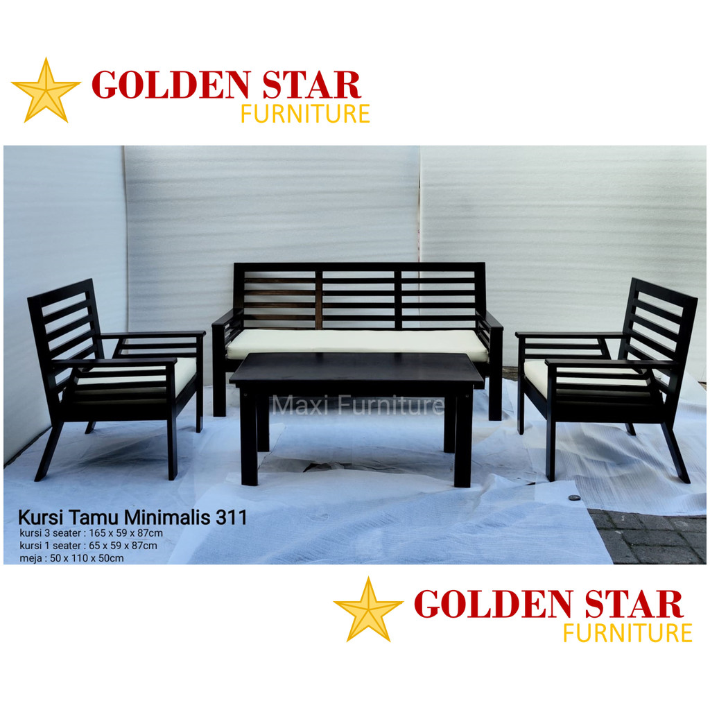 Kursi tamu/sofa kayu minimalis 321 ready promo makassar murah