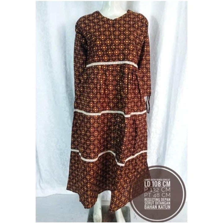 Gamis Batik Modern/Gamis Batik Renda Cokelat