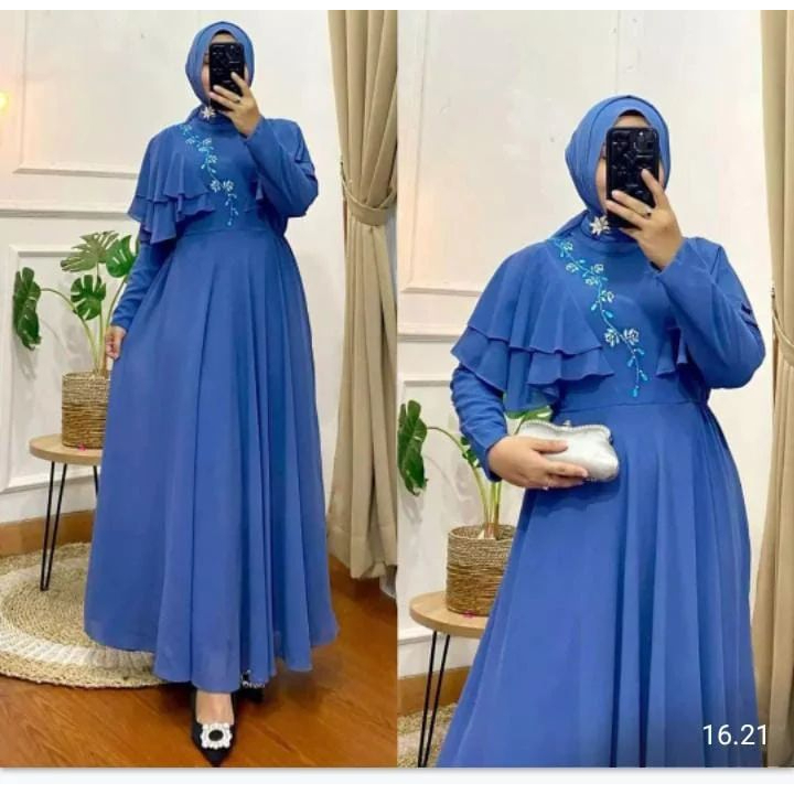 Dress Ceruty Polos Gamis Muslim Terbaru Gamis Malaysia Ayunna Dress Busana Muslim Wanita Dewasa Bahan Ceruty Babydoll Aplikasi Mutiara