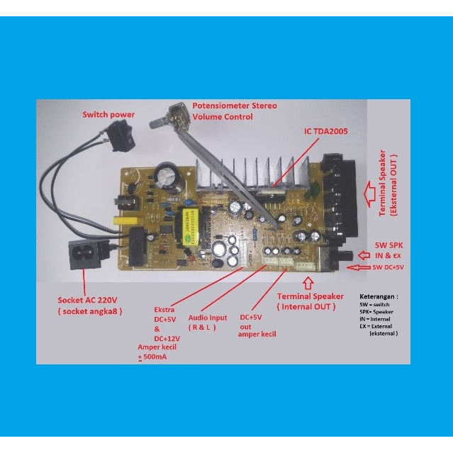 Power amplifier ampli stereo TDA2005 AX80Watt pakai AC220V PLN