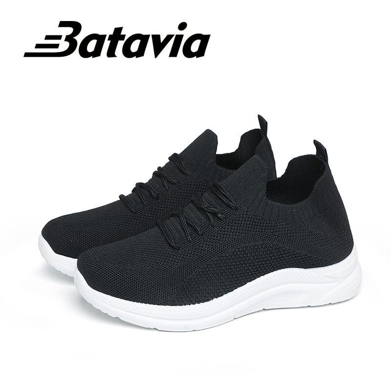 Batavia Shoes2023 Impor Rajutan Sepatu Wanita Olahraga Rekreasi Jogging Sepatu Kasual Fashion Sepatu Wanita Bernapas dan Ringan P4