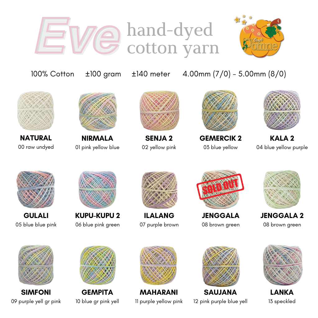 BEST-SELLER! EVE YARN - KATUN HANDDYED 100% COTTON YARN BIGPLY SEMBUR OMBRE RAINBOW HAND DYED YARN