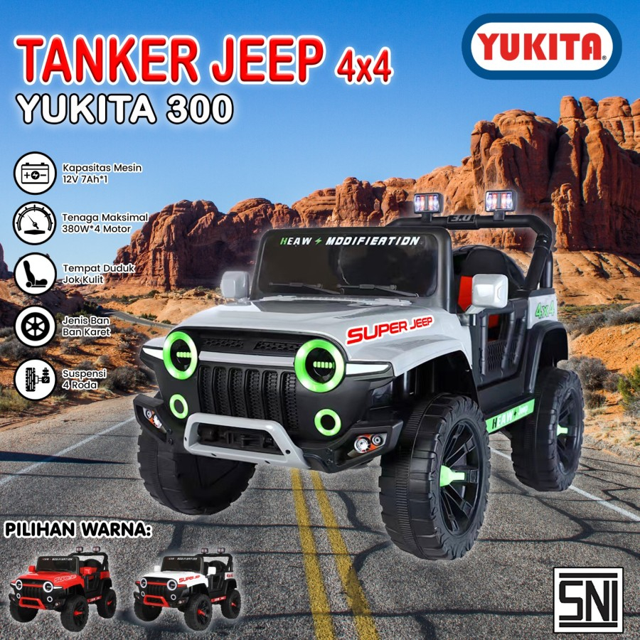 Mainan Anak Mobil Aki JEEP TANKER 4x4- YUKITA 300