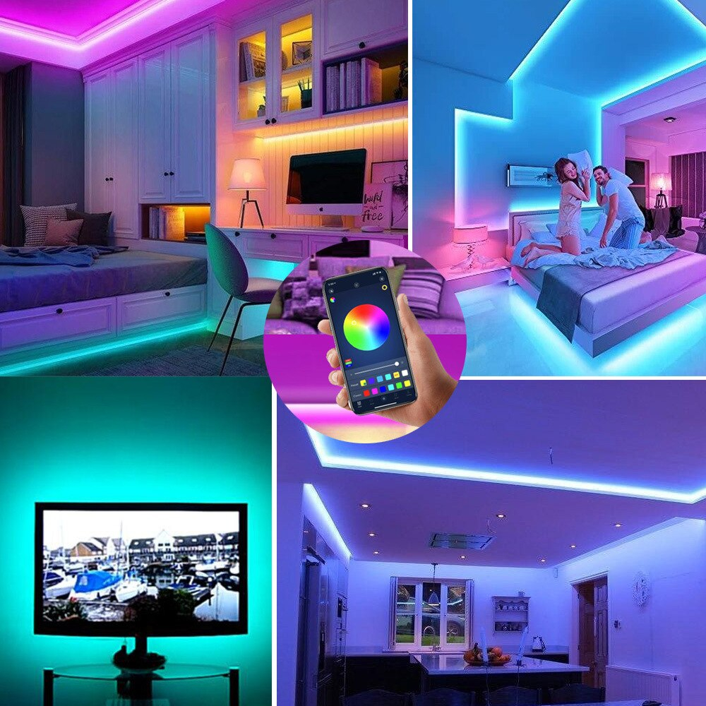 LED Strip 20 Meter RGB 5050 TRIPLEDI Lampu Hias Dekorasi Plafon Rumah 600 LEDs 1200 LEDs Bluetooth Alexa Google Home Assistant Wifi Voice Control Lampu Kamar Aesthetic Smart Lighting