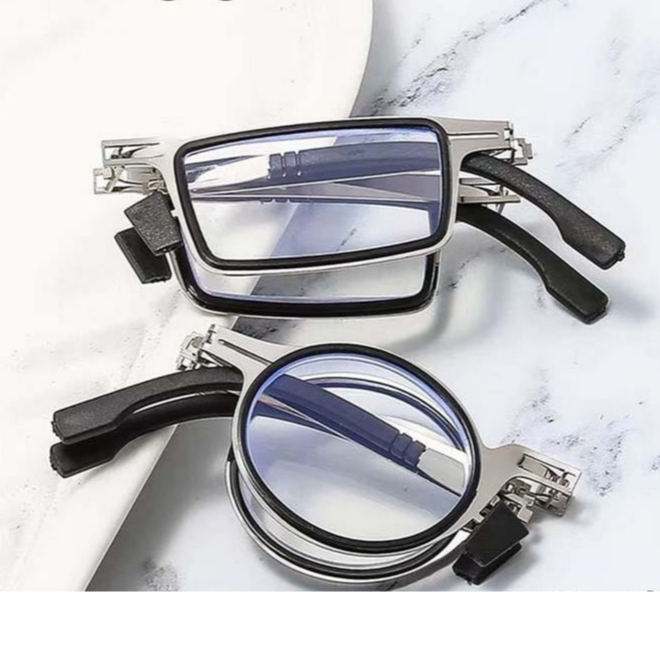 kacamata baca plus anti radiasi auto fokus adjust lipat titanium Kotak dan Bulat Termurah