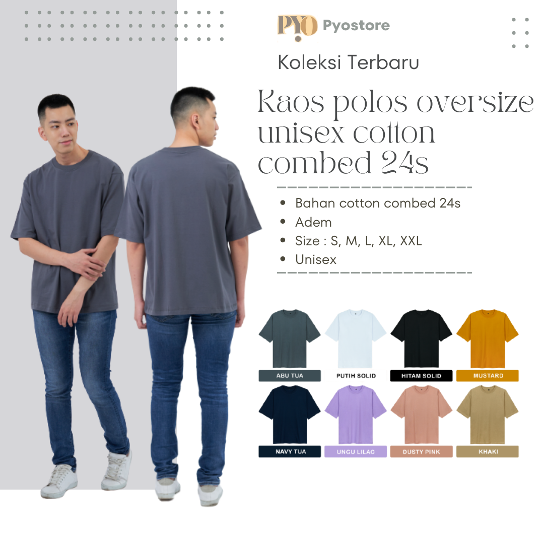 KAOS POLOS OVERSIZE UNISEX COMBED 24S ABU TUA