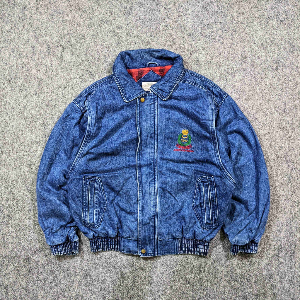Virtue Jeans Vintage VTG - Jaket Denim Casual Pria Dewasa Hangat Tebal Second Bekas Original - JX854