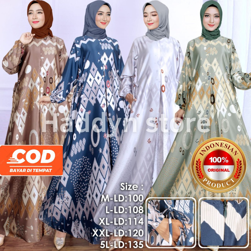 Laura Dress| Gamis Maxmara Silk Motif Terbaru /Gamis Pesta Motif Ukuran M L XL 4L 5L /Gamis Motif Jumbo /Busui Friendly