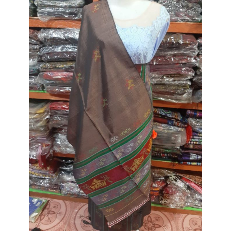 SIRAT KRISTAL -  SONGKET SADUM  TANPA SAMBUNGAN TARUTUNG SONGKET ULOS SADUM RUMA BATAK BATAK COKLAT 