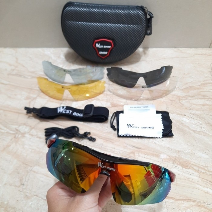 Kacamata Sepeda Westbiking Glasses 5 Lensa Gowes Olaraga Lari Outdoor