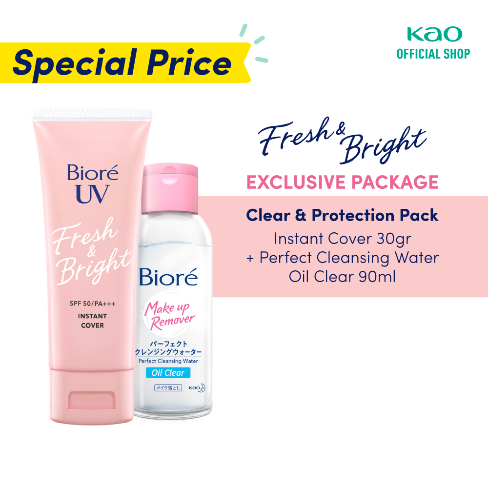 [Clear &amp; Protection Pack] Sunscreen Biore UV Instant Cover 30gr + Biore Makeup Remover Perfect Cleansing Water 90ml