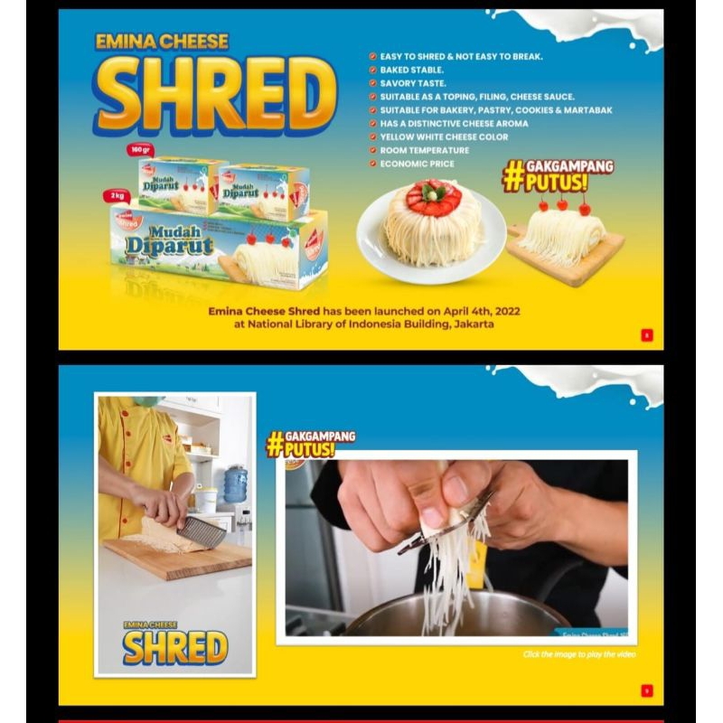 Keju Emina Shred Cheese 2Kg / Keju Murah Mudah Diparut / Emina Cheese Shred 2 Kg