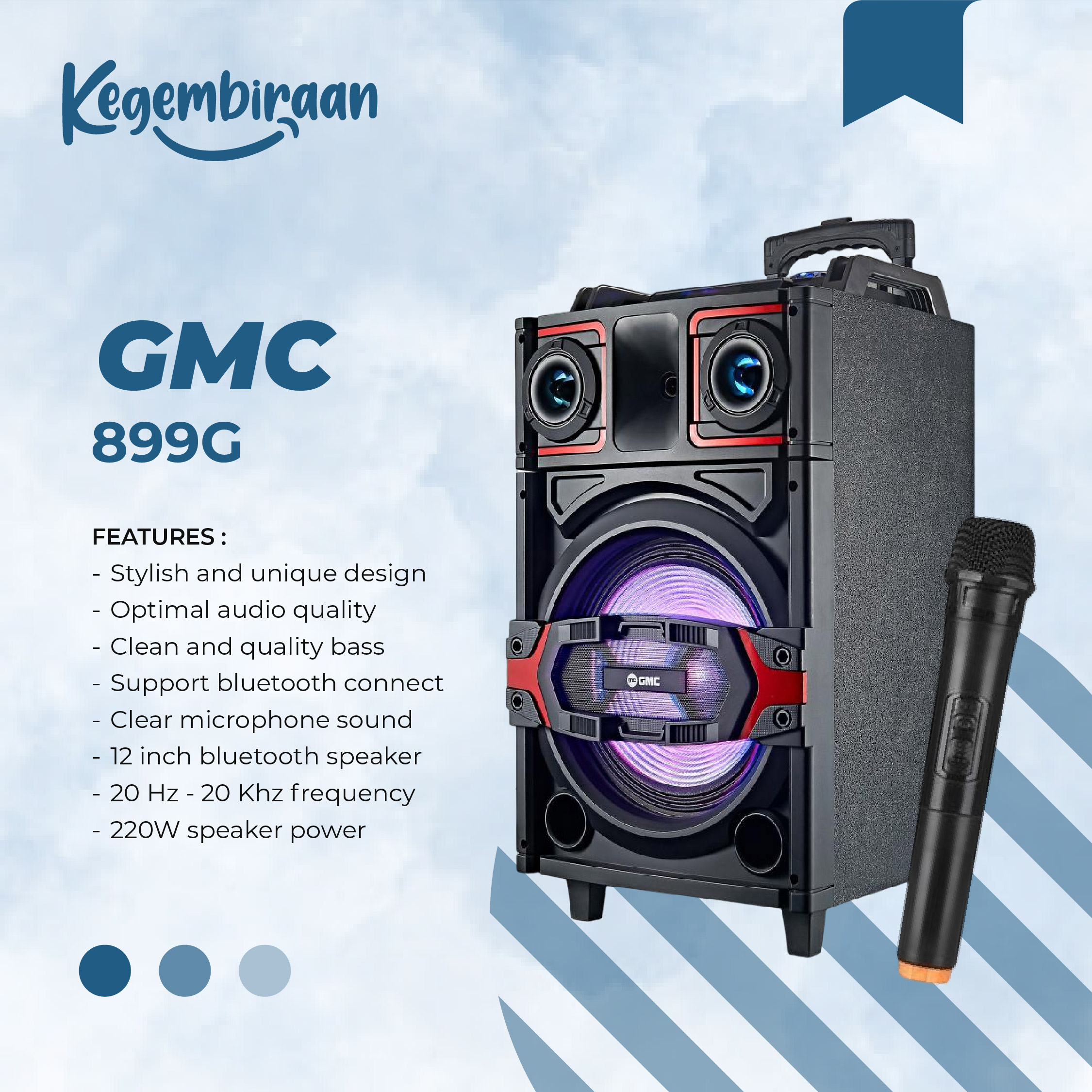 GMC-899G Multimedia Speaker Bluetooth (Include 2 Mic Wireless)