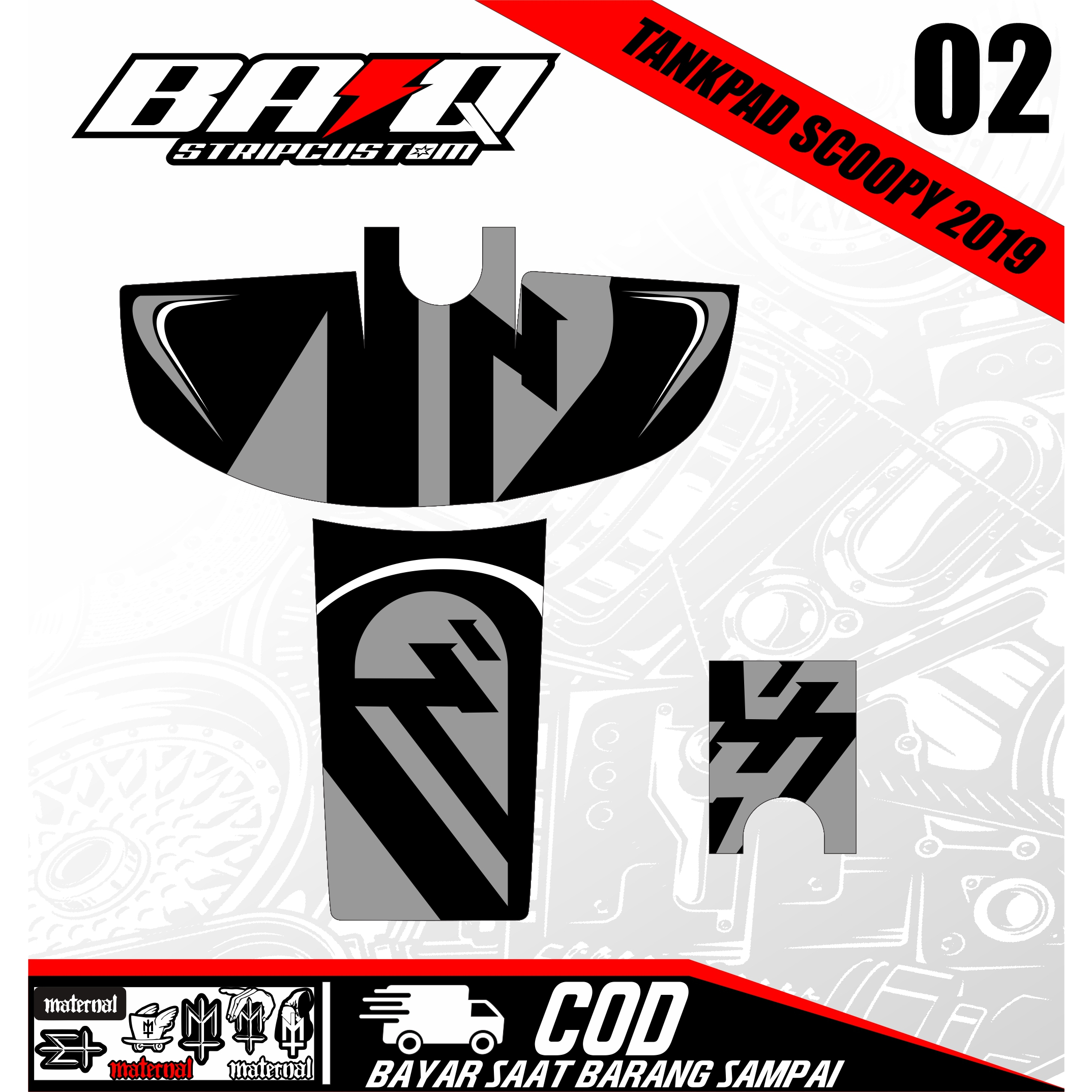 STICKER DASHBOARD TANKPAD DECKPAD SCOOPY 2019-STICKER TANKPAD SCOOPY 2019 ABSTRAK