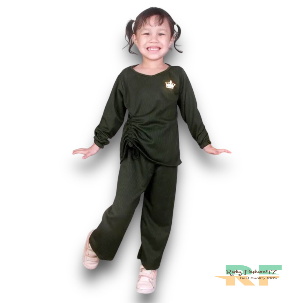 ONE SET HORNET KNIT ANAK UNTUK USIA 4-6 TAHUN SETELAN BAJU ANAK PEREMPUAN DAN CELANA WANITA ANAK PANJANG UNTUK USIA 4-6 TAHUN