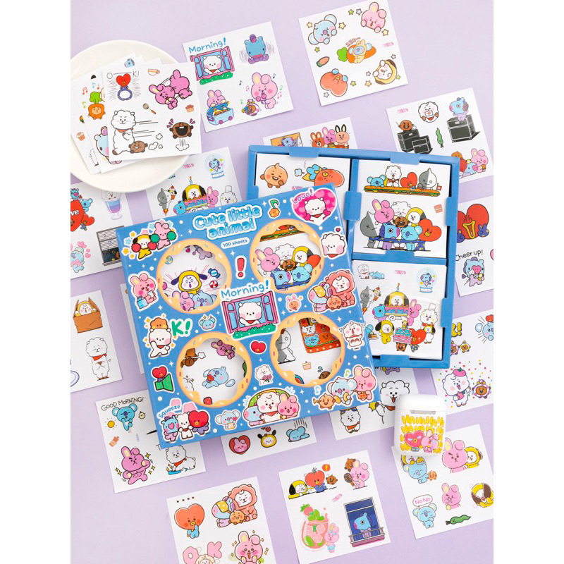 Sticker BTS BT21 - sricker transprant MOMO aesthetic stiker lucu anti air PVC PET DOFF