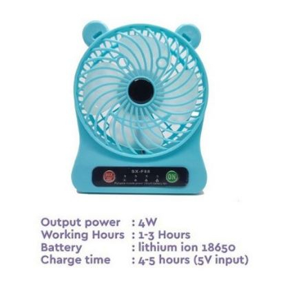 Rechargeable Handy Fan Kipas Angin Mini Portable 3 Speed Mode USB [MF]