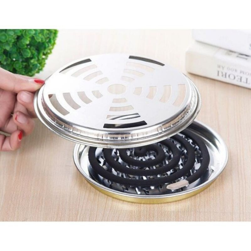 Tempat Obat Nyamuk Bakar Stainless Set / Wadah Obat Nyamuk Bakar / Mosquito Coil Holder Tatakan Obat Nyamuk Bakar / Tempat Bakar Obat Nyamuk / Alas Obat Nyamuk Piring Obat Nyamuk Coil Aman Anti Kebakaran /