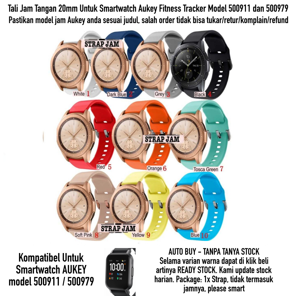 ATS ATL Strap Aukey Model 500911 / 500979 - Tali Jam Tangan 20mm Rubber Silikon