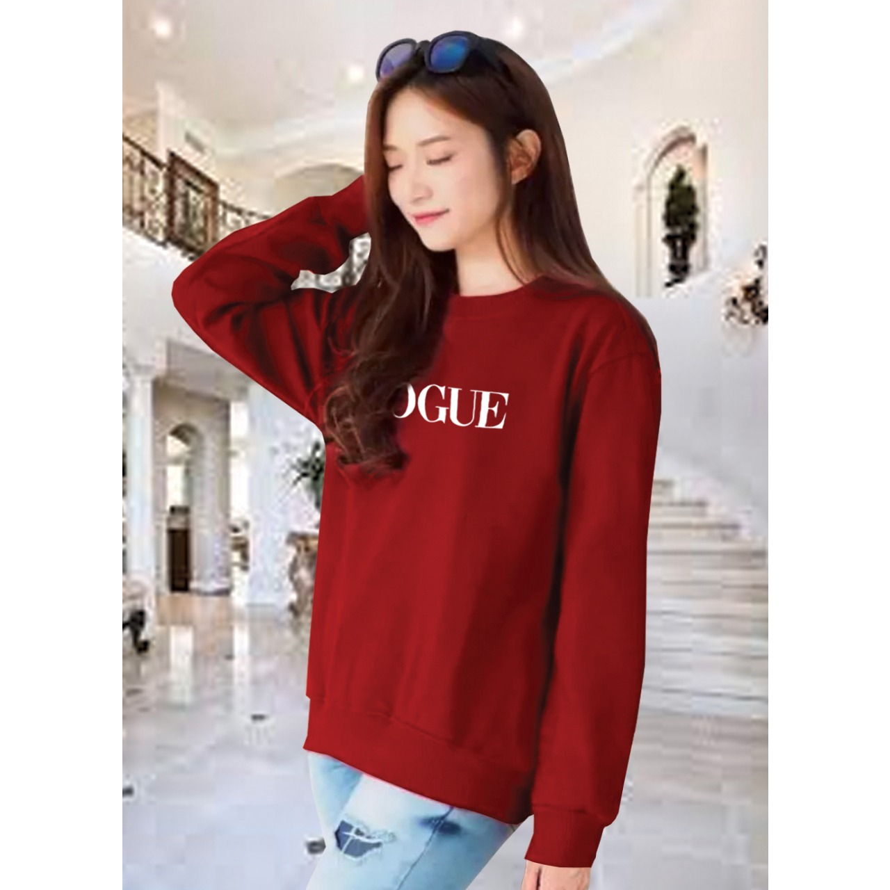 Kaos Lengan Panjang VOQUE / Kaos Sweatshirt / Atasan Wanita / Atasan Wanita Lengan Panjang