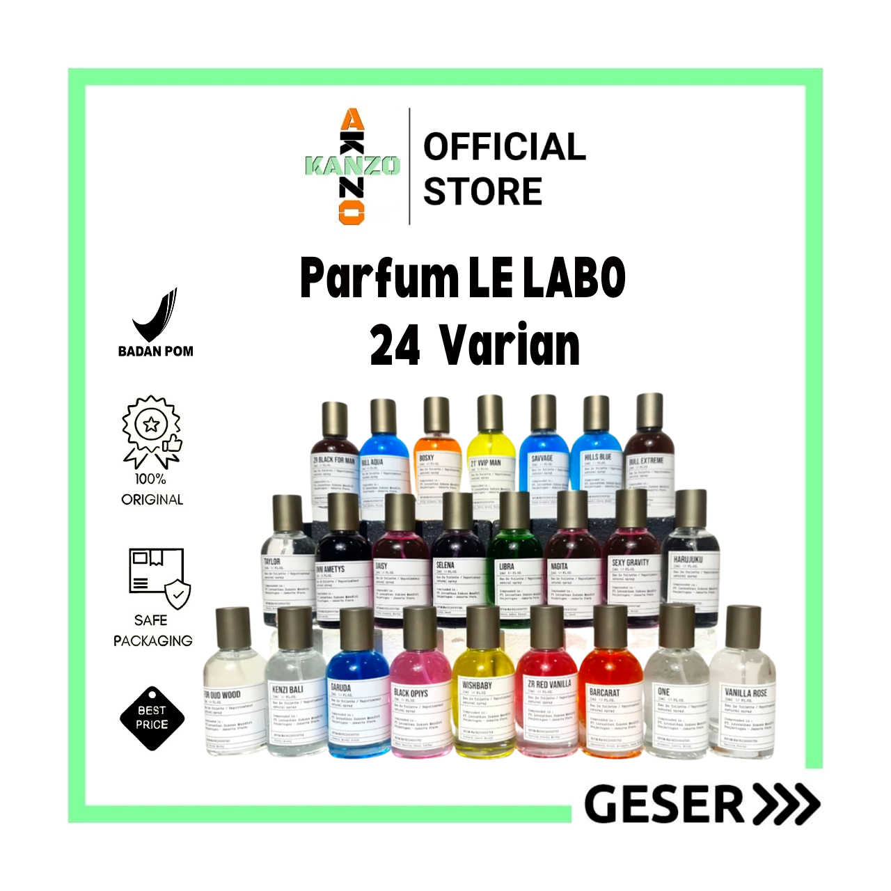 Kanzo - [BPOM] Parfum Lelabo 33ml Premium / Parfum Nagita Slavina 33ml Best Seller / Parfum Lelabo Barcarat 33ml Unisex