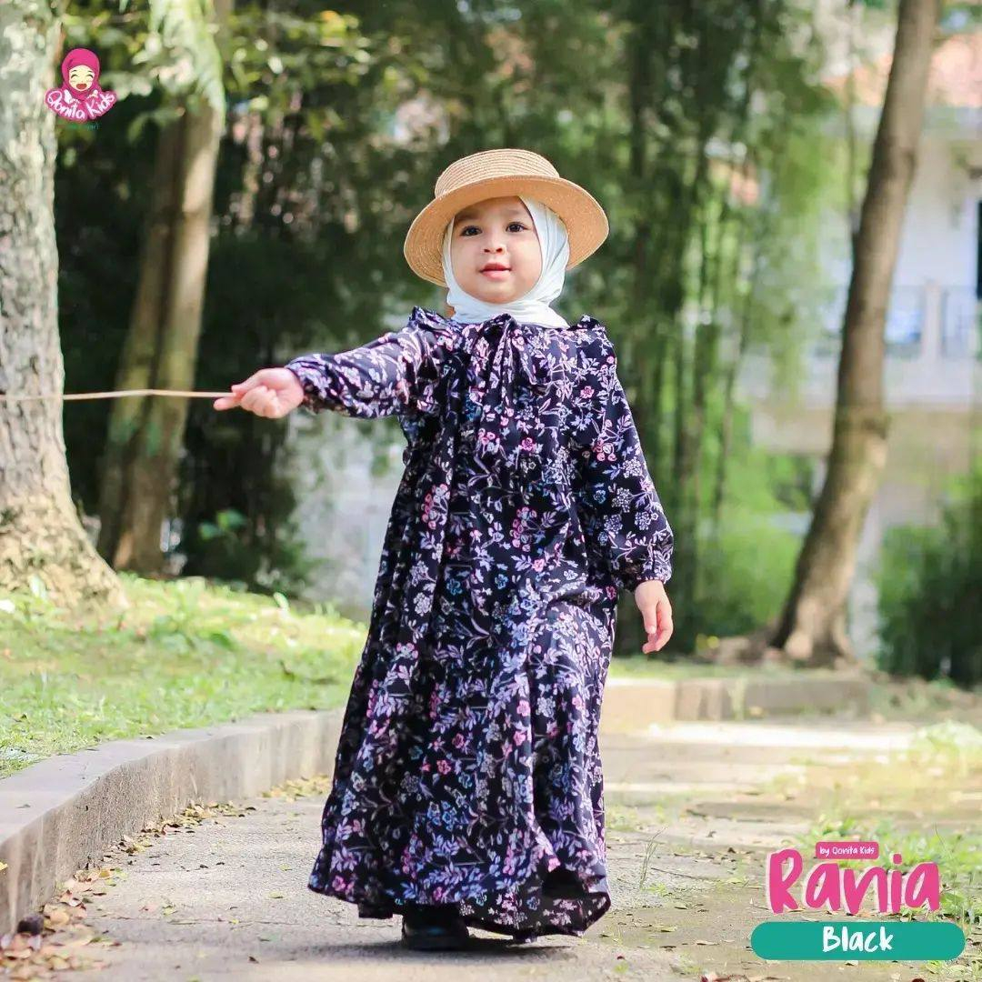 Rania Dress qonita kids / gamis rayon gamis santai couple ibu anak gamis harian