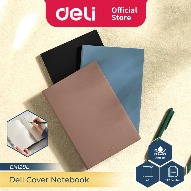 

DELI LEATHER COVER NOTEBOOK / BUKU CATATAN / AGENDA SAMPUL KULIT A5 96 112 LEMBAR SOFT COVER PAPER