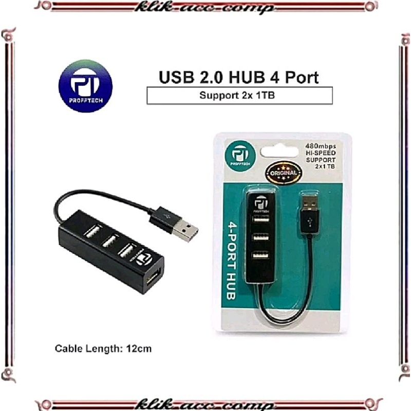 Usb Hub 4 Port Profftech 480Mbps Hi-Speed Support 2x1 TB