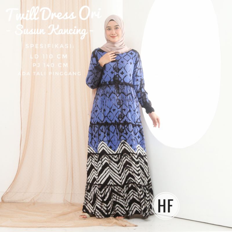 BATIK HAFIZH  - GAMIS TWILL ORI SUSUN FULL KANCING REMPEL TUMPUK BAWAH / BUSUI KANCING DEPAN / BATIK