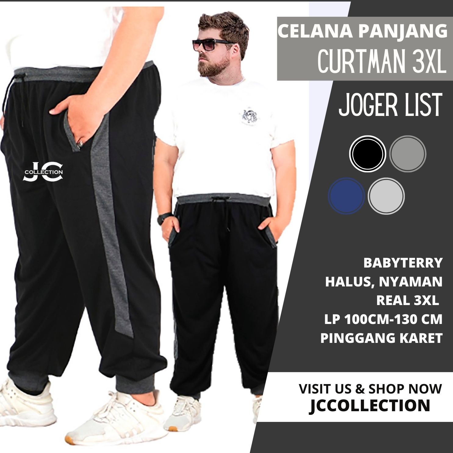 Celana Panjang Pria Jumbo /Celana  Jogger Panjang Pria 3XL Big Size Curtman  - JCCollections