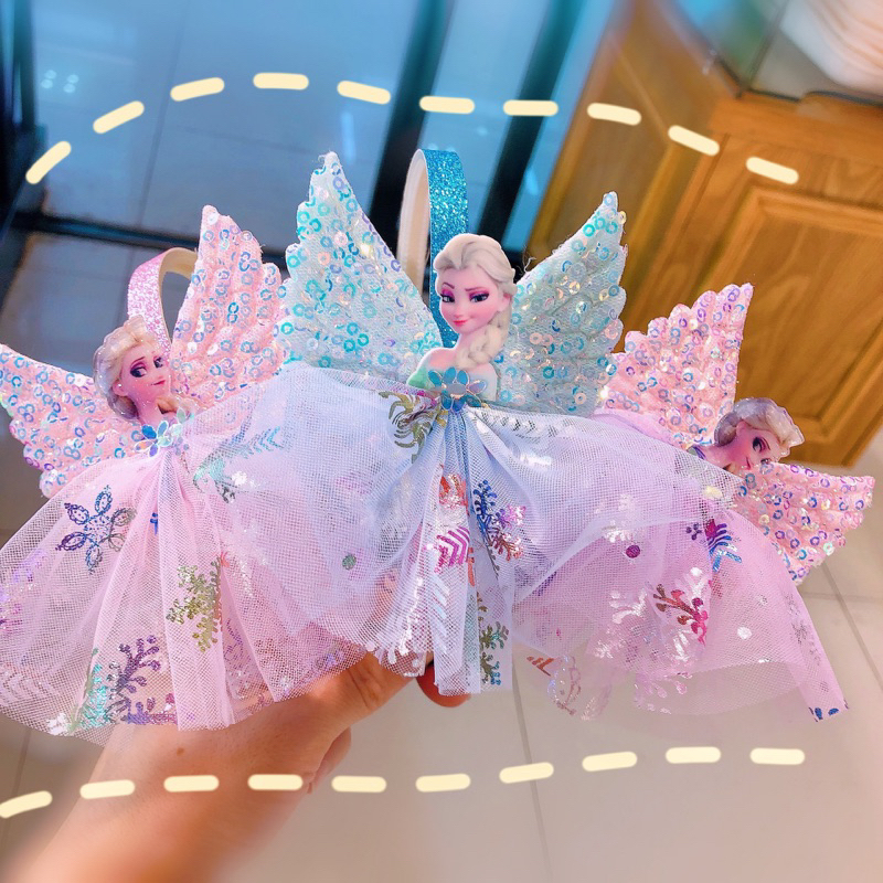 Delunashop Bando Anak Bando motif princess Frozen 3D Import bandana Glitter frozen rendo