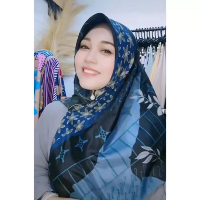 Segiempat Motif Instan Resleting Dagu / Hijab Zipper Motif Segiempat Instan