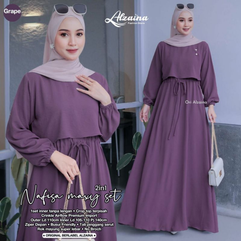 GAMIS MAXY 2in1 NAFISA MAXY SET ORIGINAL BY ALZAINA
