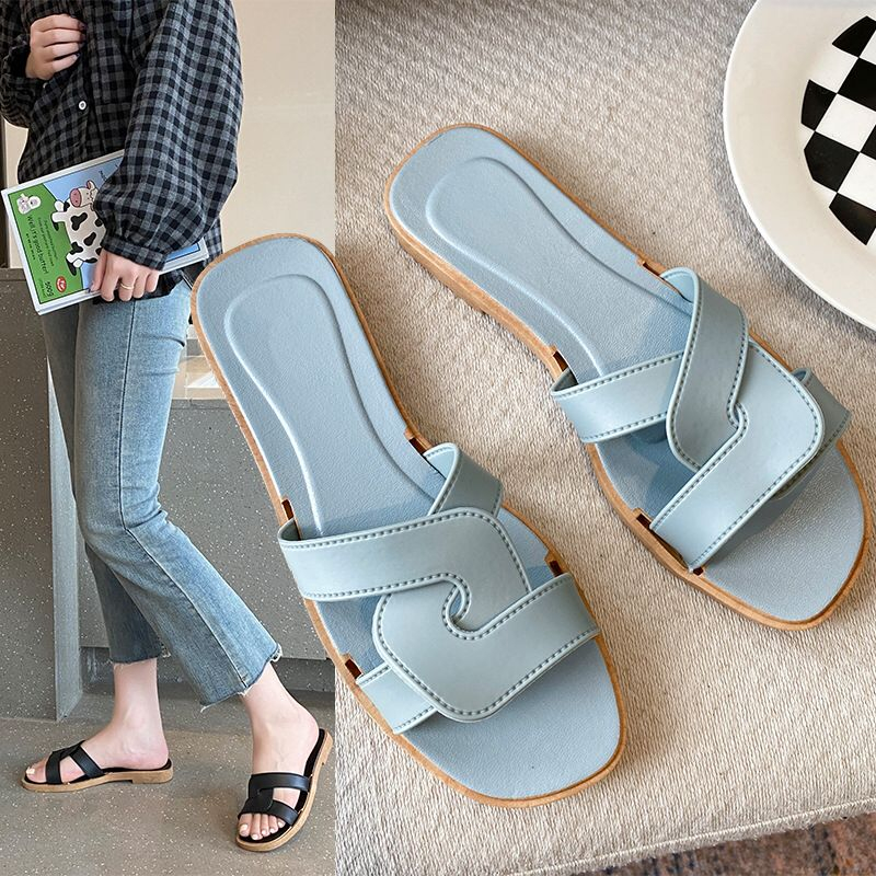 Sendal Jelly Slop Karet Wanita Sandal Flat Slip On Fashion Korea