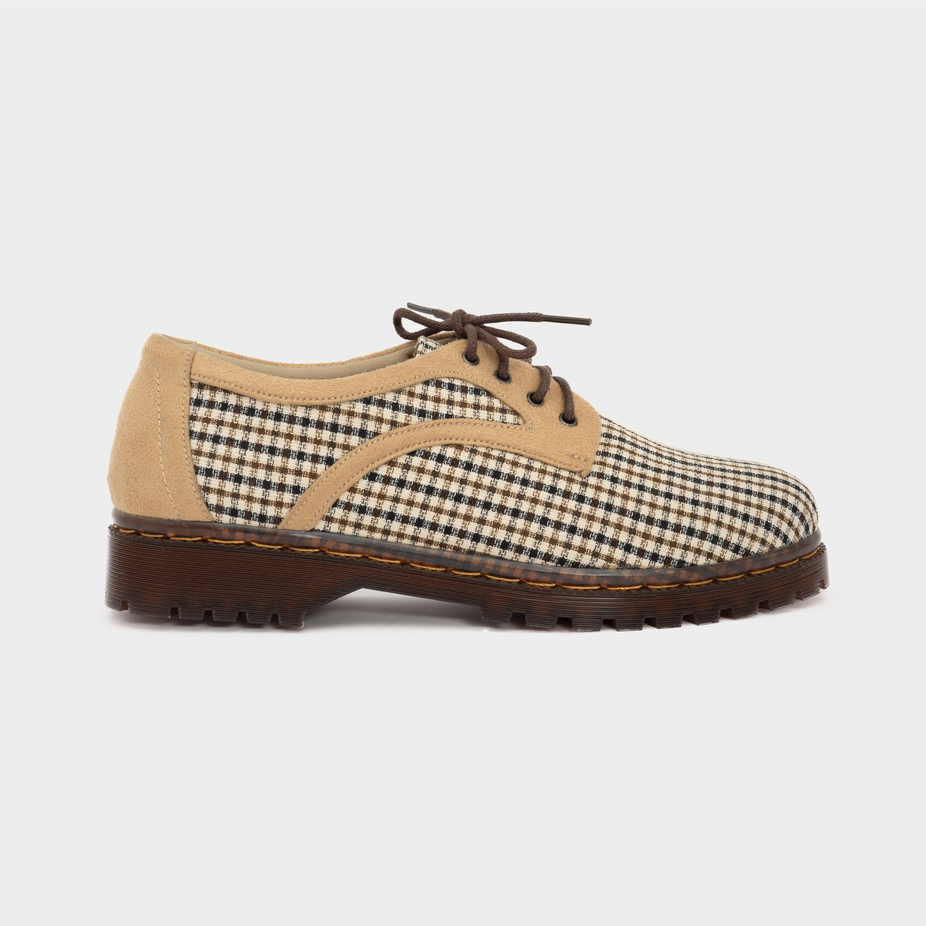 Dianable - Meisie Oxford Docmart Shoes (Black - Caramel - Houndstooth)