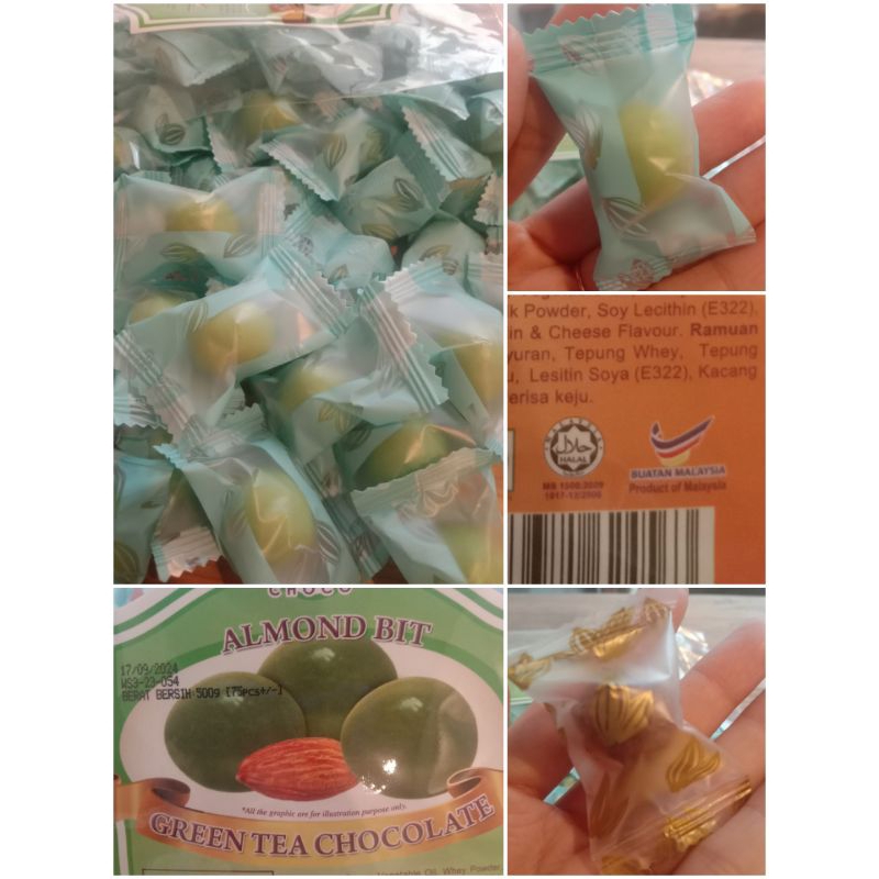 

Izzi Tiramisu/Greentea Chocolate(Tidak ada almondnya)7,6g/biji Product Malaysia