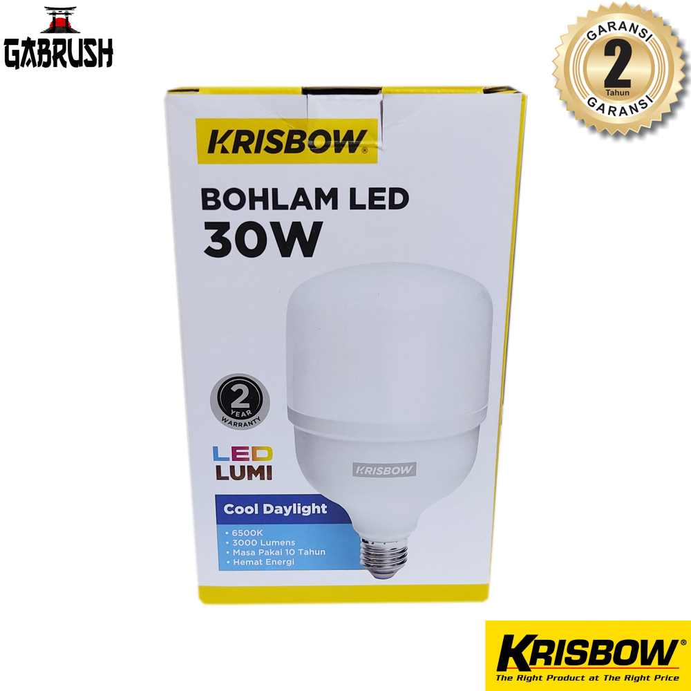 LED Bulb 30W Krisbow Cool Daylight, Lampu Bohlam Putih Terang 30 Watt
