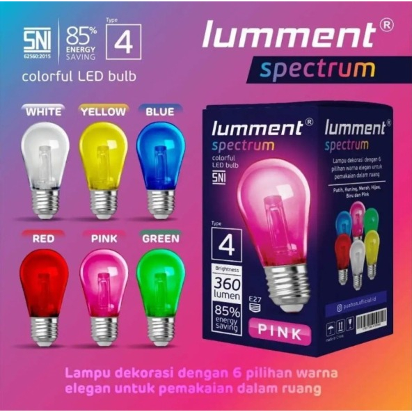 Paket 10 Pcs Bohlam Led / Lampu Led Dekorasi Lumment Spectrum type 4 Warna Warni