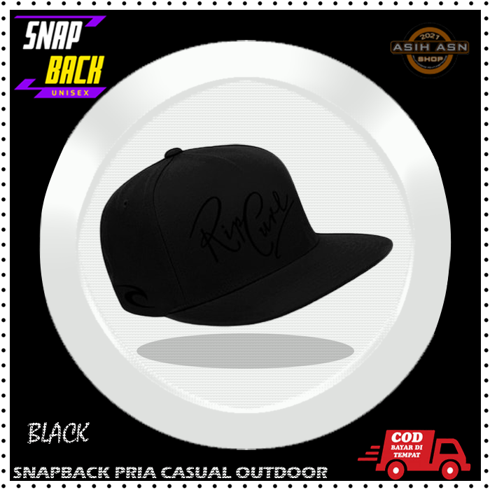 Topi Pria Wanita Dewasa Motif Sablon | Snapback Hat USA Rifcurl Hitam Text Hitam Premium | New Style