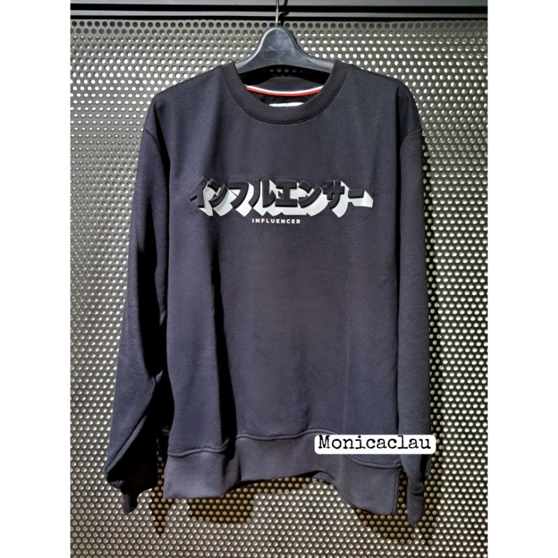 Kaos Pria Sweater Poshboy Original Uziya lengan panjang katun hitam