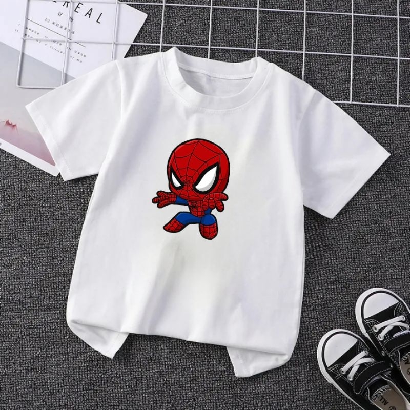 Kaos Anak Spiderman Baju Oblong Anak Unisex Atasan Anak Oblong Lengan Pendek 2-16Th Cod