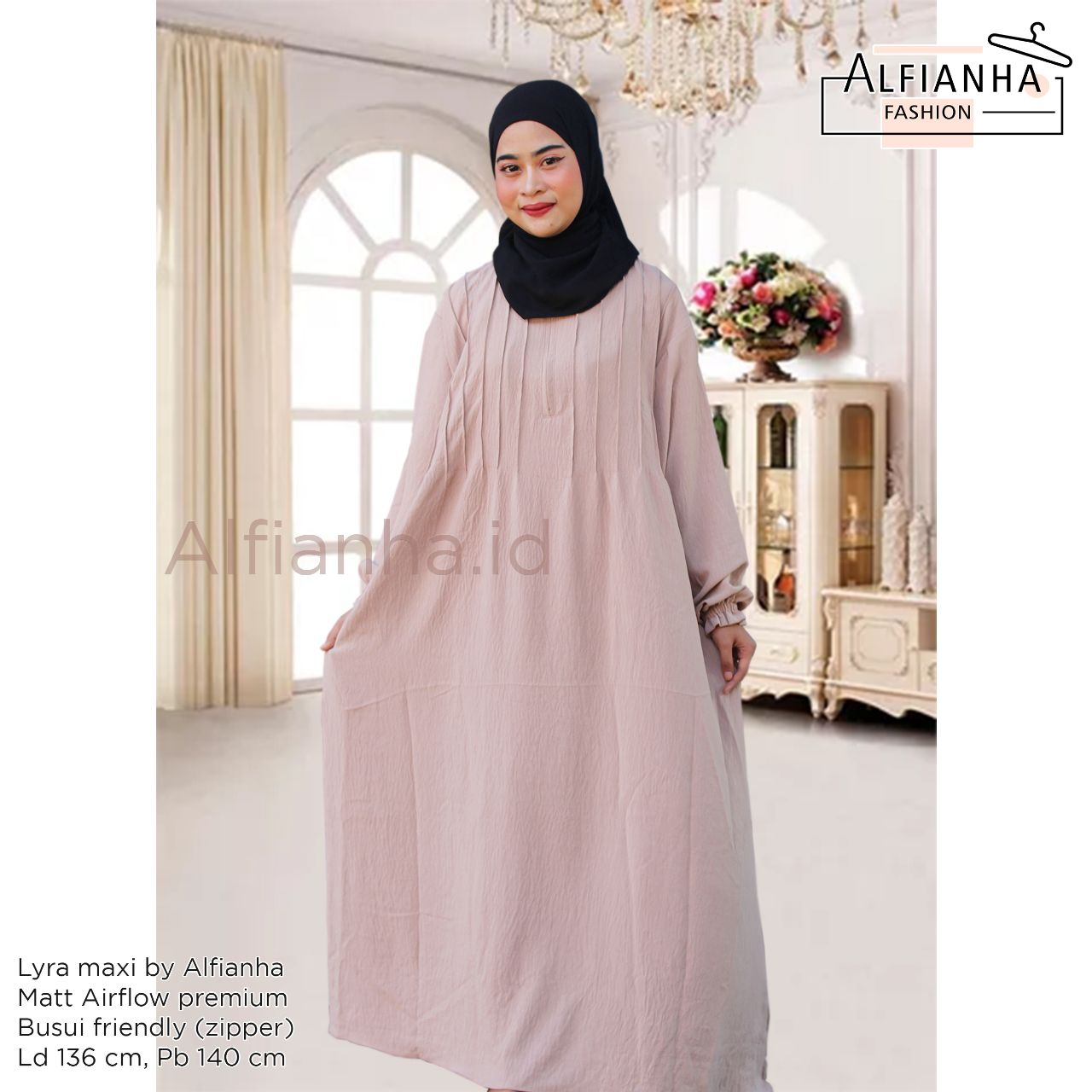 Gamis jumbo wanita ld 136 lyra busui zipper cringkle airflow premium