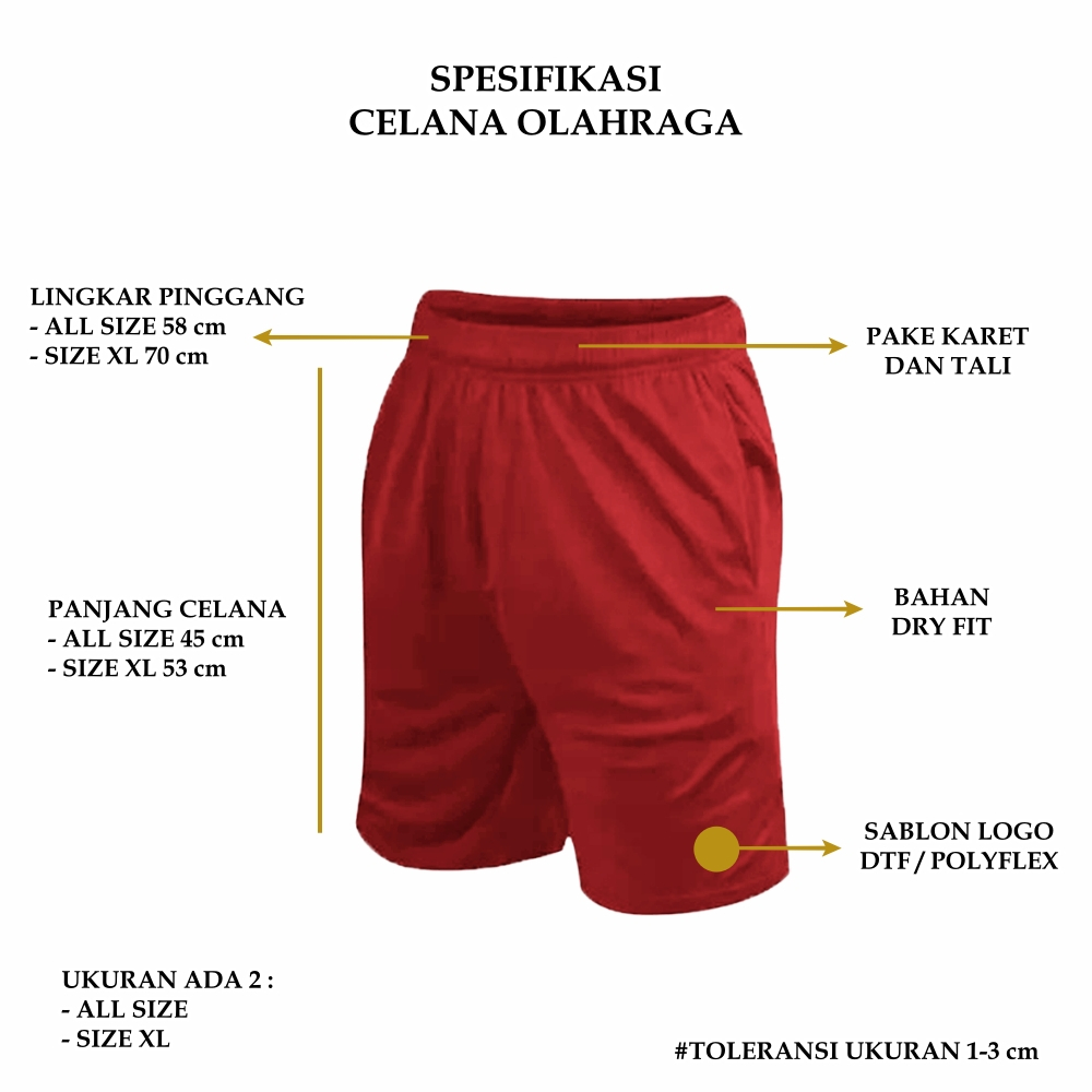 CELANA RUNNING SIZE XL PRIA WANITA CELANA PENDEK OLAHRAGA DRY FIT SPORT FUTSAL BOLA VOLLY LARI GYM