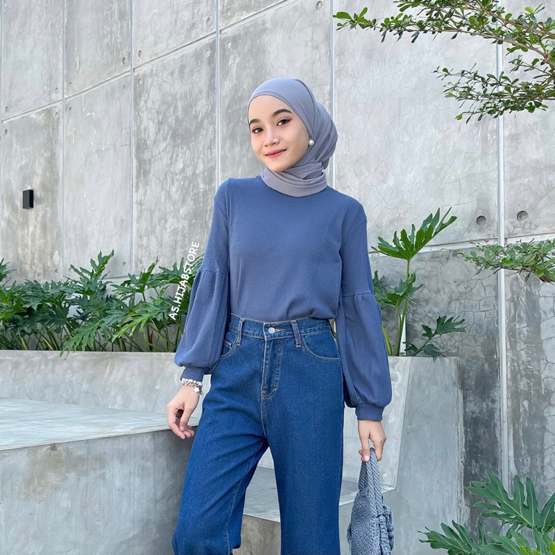 ALAIKA BLOUSE || BLOUSE LENGAN BALON POLOS