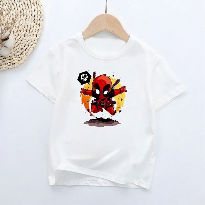 Kaos Anak Unisex Deadpool Baju Oblong Anak Lengan Pendek Baju Atasan Anak 2-16Th Cod