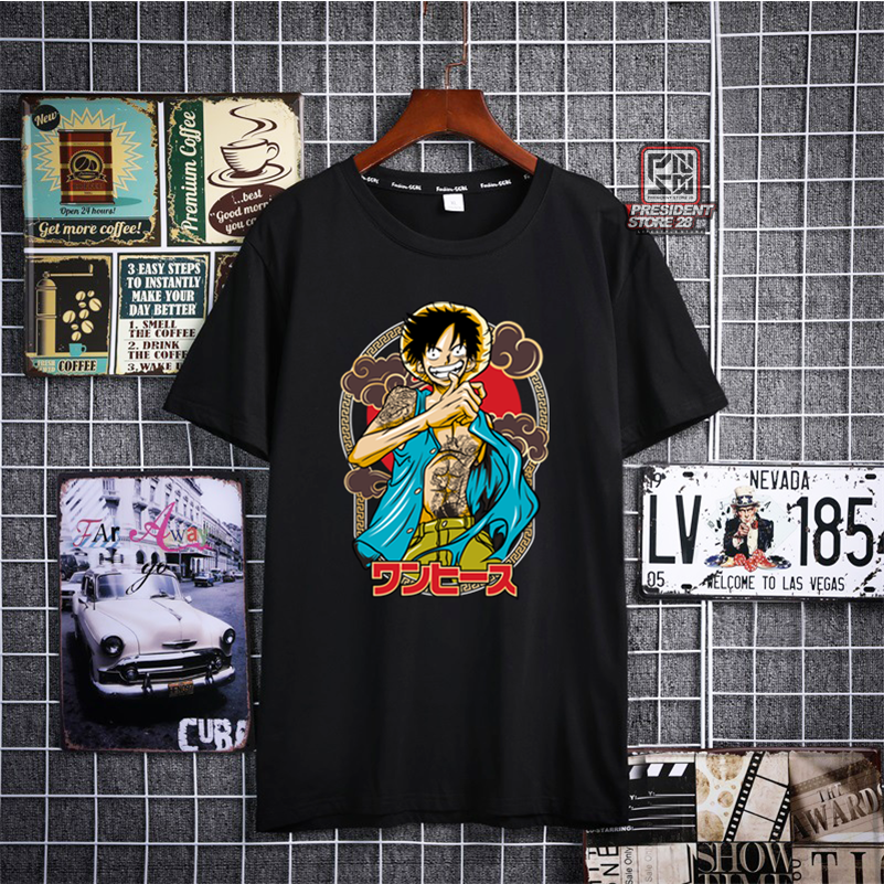 Koas Anime One Piece Lengan Pendek - Kaos Pria Anime Cotton Combed 30s Tangan Pendek S M L XL XXL