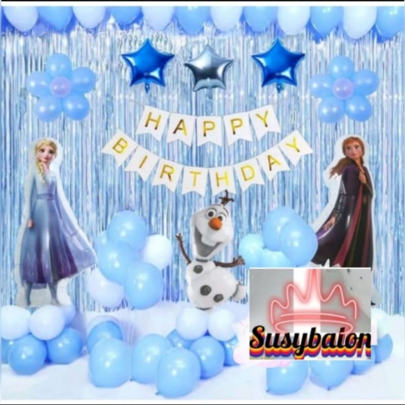Dekorasi Balon Ulang Tahun Anak Tema Set Frozen/Simple Dekorasi Frozen